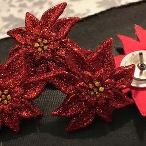 Sparkling Poinsettia PoshPushPins - Set of (4)