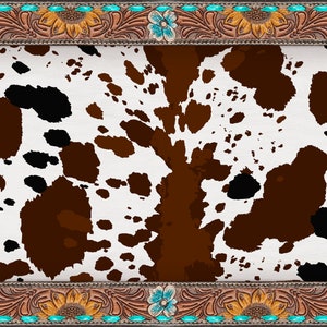 Western leather tooled cowhide turquoise sublimation wrap 20oz tumbler