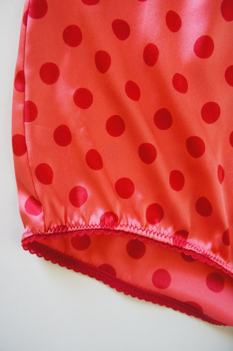 Bibi High Waist Pink and Red Polka Dot Silk Panty
