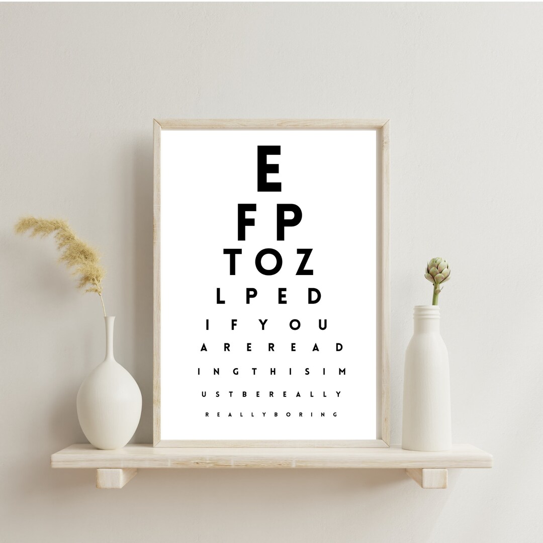 Funny Eye Test Chart Wall Print. if You Are Reading This Etsy