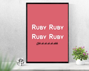 Kaiser Chiefs, Ruby Lyric print. High quality print