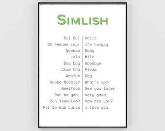 The Sims inspired, simlish print. Sims poster. Simlish. Sims language.