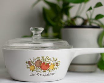Vintage Corning Ware La Marjolaine Saucepan with Glass Lid P-82B 1.5 Pint