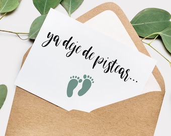 Spanish digital print pregnancy announcement card for husband - abuelos grandparents - greeting card - printable- mom - new baby - baby card