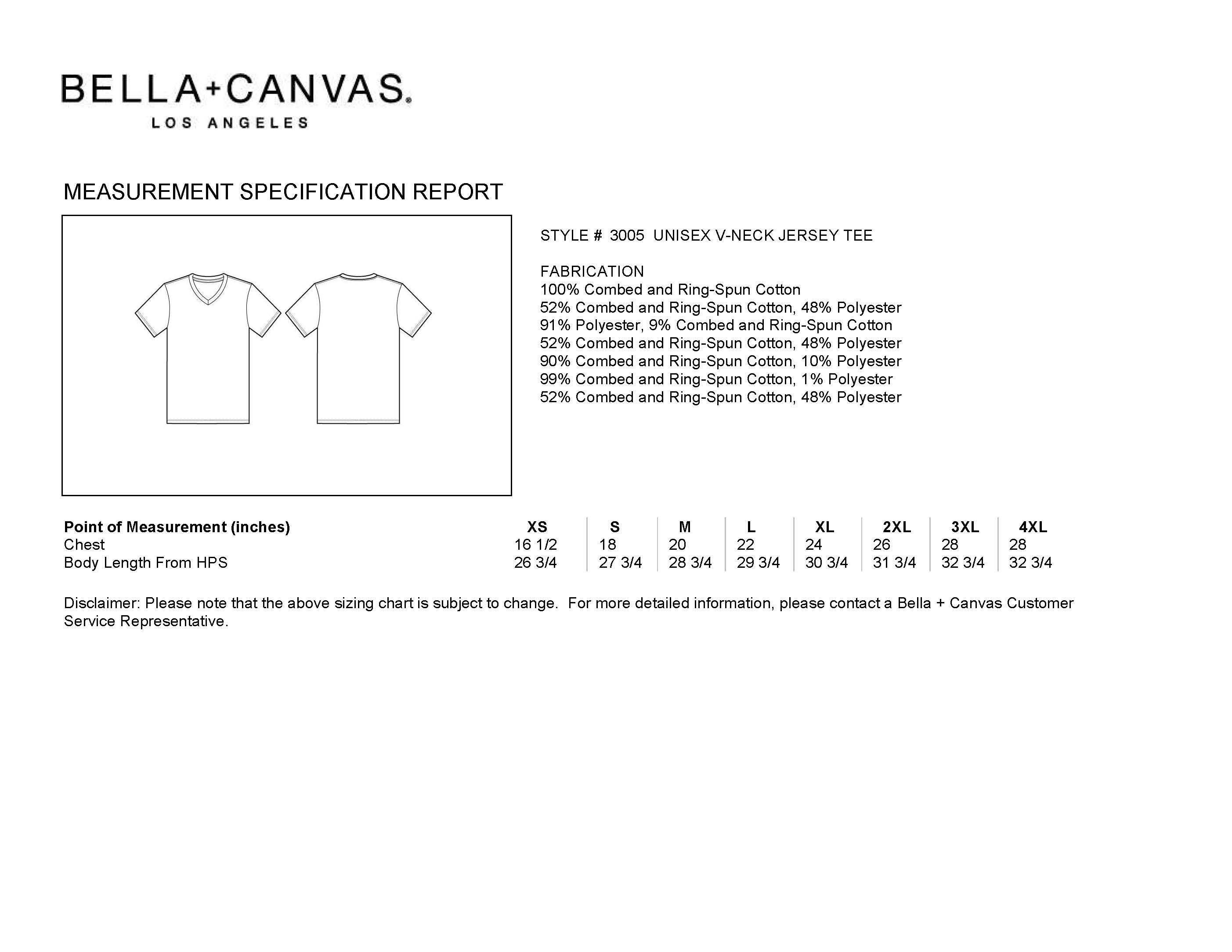 Bella Canvas 3001c Size Chart