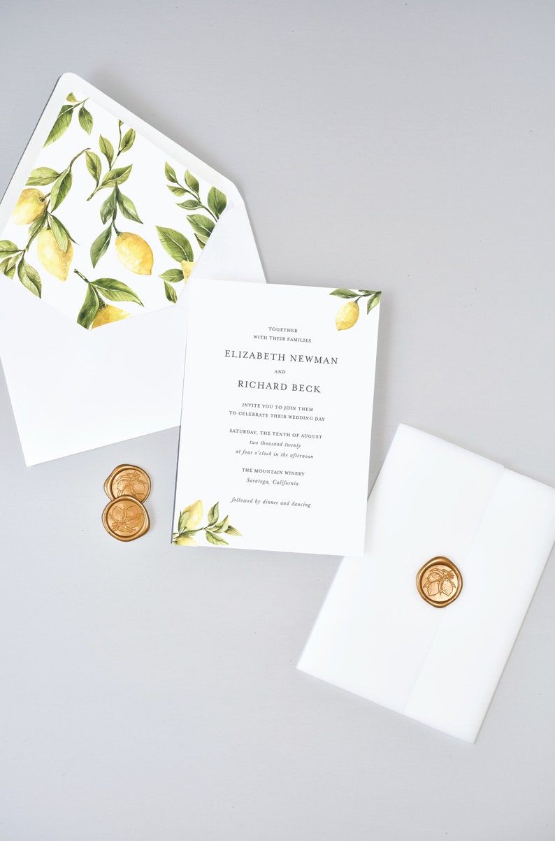 Lemon Citrus Wedding Invitation Suite #1212