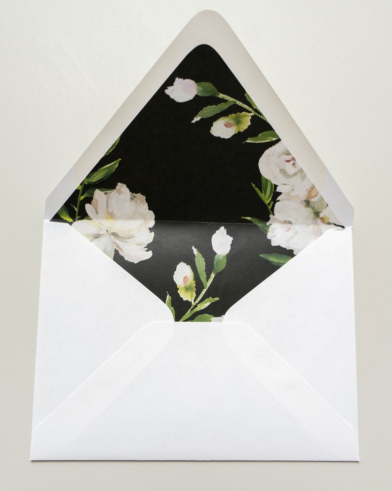 Black and White Floral Envelope Liners