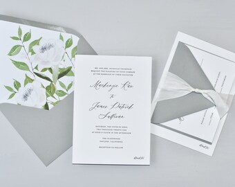White Garden Floral Wedding Invitation Suite / #1236