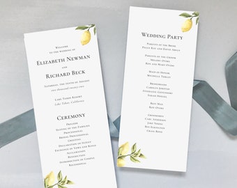 Lemon Citrus Wedding Programs / #1212