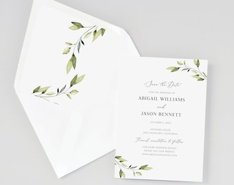 Simple Greenery Wedding Save the Date / #1201