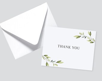 Simple Greenery Thank You Cards / #1201