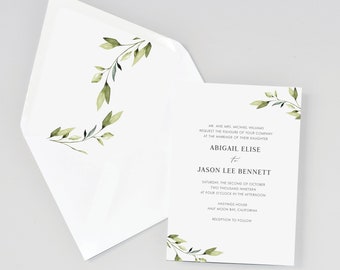 Simple Greenery Wedding Invitation Suite / #1201