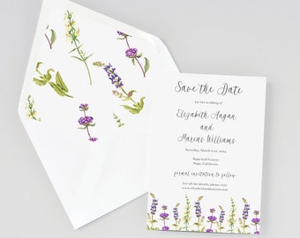 Lavender Floral Wedding Save the Date / DIY Template, Edit in Corjl / #1246
