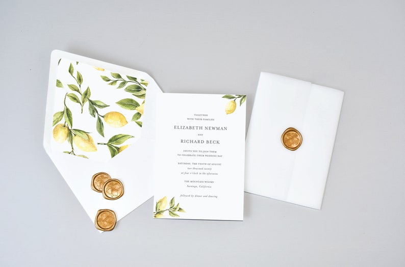 Lemon Citrus Wedding Invitation Suite #1212