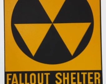 Vintage 1960s Original Reflective Metal Fallout Shelter Sign Alfray Products Made in Coshocton Ohio USA NOS New old Stock