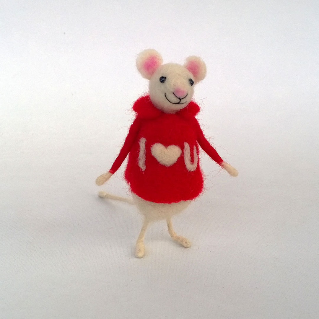Felt Love Mice Hanging Mouse Valentines Day Ornaments Needle Felted