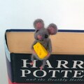Christmas gift Bookmark miniature mouse with cheese Unique bookmark Animal miniature Funny gift idea Comical idea Book lovers figurine product logo