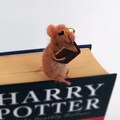 Felt miniature mouse bookmark beige woolen mouse Animal miniature Waldorf Funny gift idea Comical idea Book lovers Sweet figurine bookmark product logo