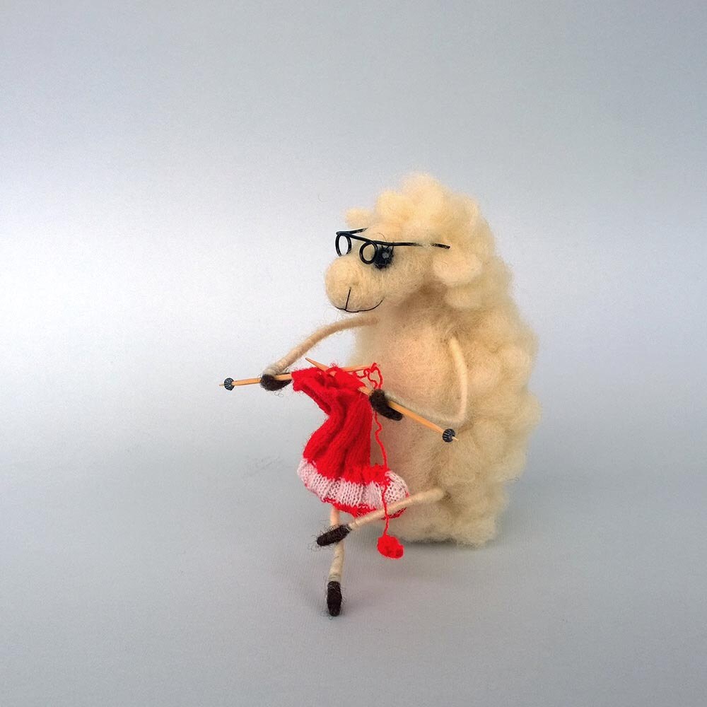 Knitting Sheep Needle Felted Sheep Grandmother Gift Wool Lamb