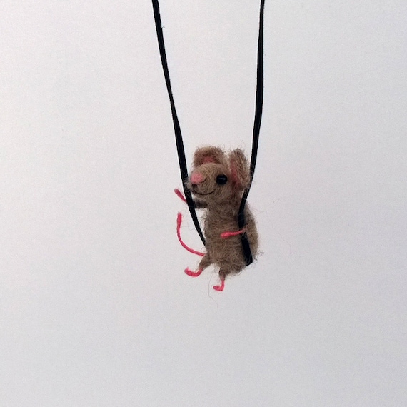 Felt mouse necklace Mouse swing Cute Jewelry Charm animal Etsy
