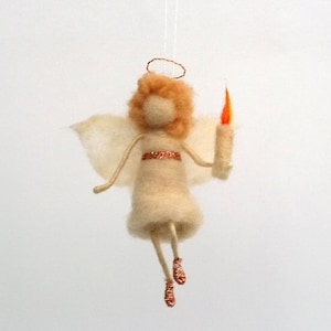 Angel ornament Christmas figurine felt fairy Hanging Baptism gift christening baby Christmas doll Angel candle Wool Waldorf eco friendly