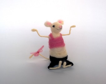 Yoga mouse Felt mouse whimsical figurine Waldorf wool doll Yoga toy Soft Sculpture Meditation art doll Feng shui mouse Whimsical gift idea
