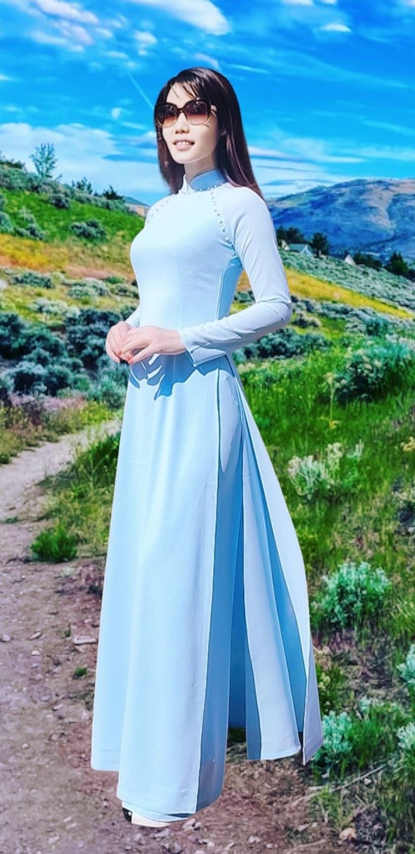 Blue ao dai hotsell