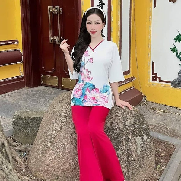 Vietnamese ao ba ba áo di chua set custome  top and pant