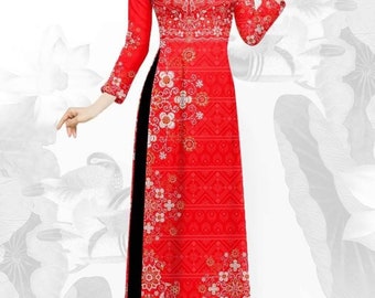 ao dai vietnamese dress ao dai tet with red pant