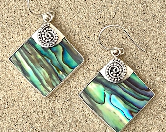 Abalone Shell Earrings: Sterling Silver, Beachy Boho Jewelry
