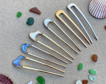 Handmade resin HAIR JEWELRY PIN STICK PICK spotted sea SHELL in WHITE resin new Handmade resin HAIR JEWELRY PIN STICK PICK spotted sea SHELL in WHITE resin new