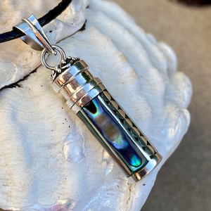 Secret Note Locket, Perfume Bottle, Cremation Necklace/Beautiful Abalone Shell and Sterling Silver  Unique Handmade Gift for Men or Women