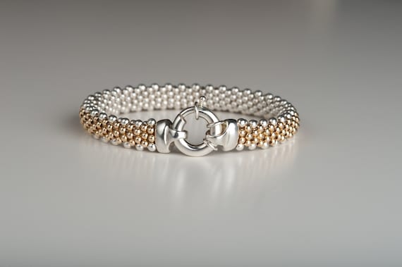 Classic Sterling Silver/14k Gold Reversible Bracelet 