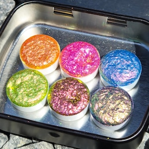 Button Tropical Set Handmade Super Color Shift Aurora Shimmer Chrome Shine Finish Watercolor Paint