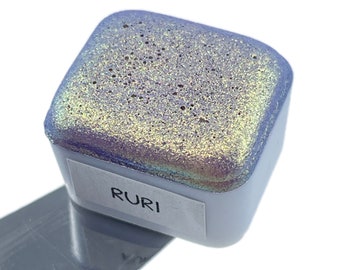 Ruri Half Pan Handmade Color Shift Shimmer Shine Aquarellfarben von iuilewatercolors