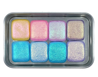 Half Set Spring 2024 Handmade Color Shift Shimmer Shine Aquarellfarben von iuilewatercolors