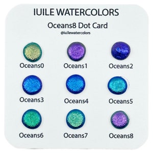 Oceans8 Dot Card Handgemaakte kleurverschuiving Aurora Shimmer Metallic Chameleon aquarelverf van iuilewatercolors