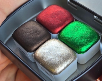Half Vintage Velvet Handmade Christmas Shimmer Watercolor Paints