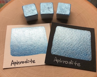 Aphrodite blue watercolor paints half pan Mica