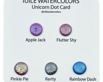 Unicorn Dot Card Tester Sampler Watercolor Shimmer Glittery Paints