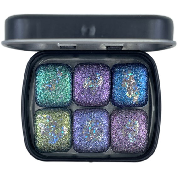 Half Night Series Set Handmade Glittery Hologram Shimmer Watercolor Paint  by Iuilewatercolors -  Israel