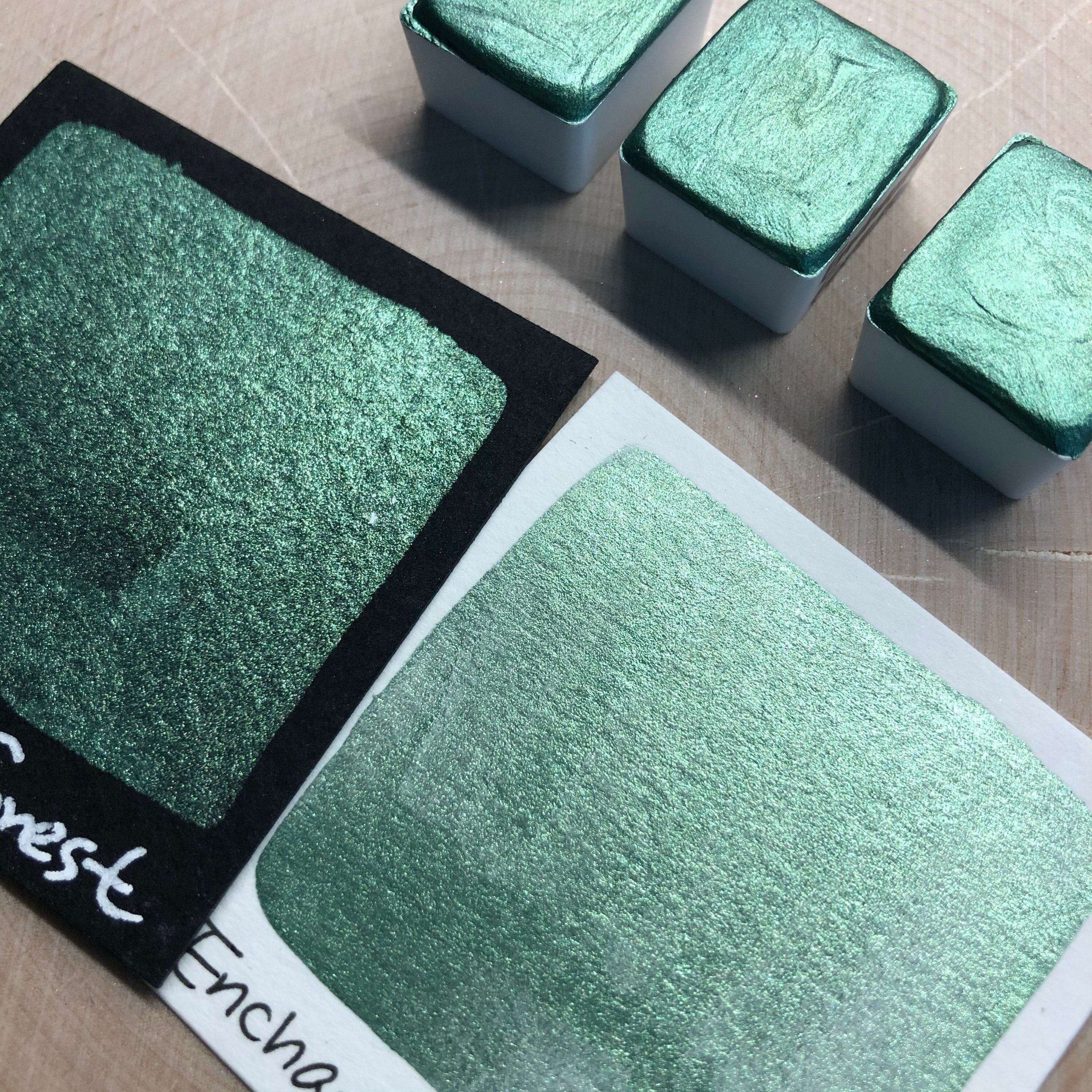 エンチャントフォレストグリーン水彩絵の具ハーフパン - Etsy 日本