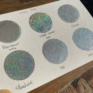 Hologram Dot Card Tester Sampler Watercolor Shimmer Glittery Paints