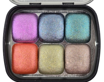 Holiday Gift Half Set 2024 Christmas New Handmade Chrome Shimmer Watercolor Paints by iuilewatercolors