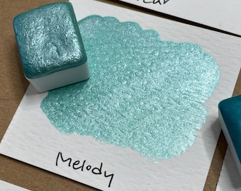 Melody teal Handmade shimmer watercolor paints Mica