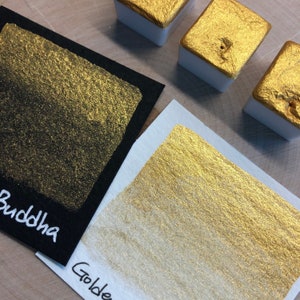 Golden buddha gold watercolor paints half pan Mica