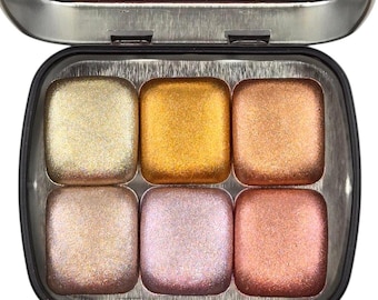 Glow Glam Christmas Set Metallic Chrome Shimmer Handmade Watercolor Paints by iuilewatercolors