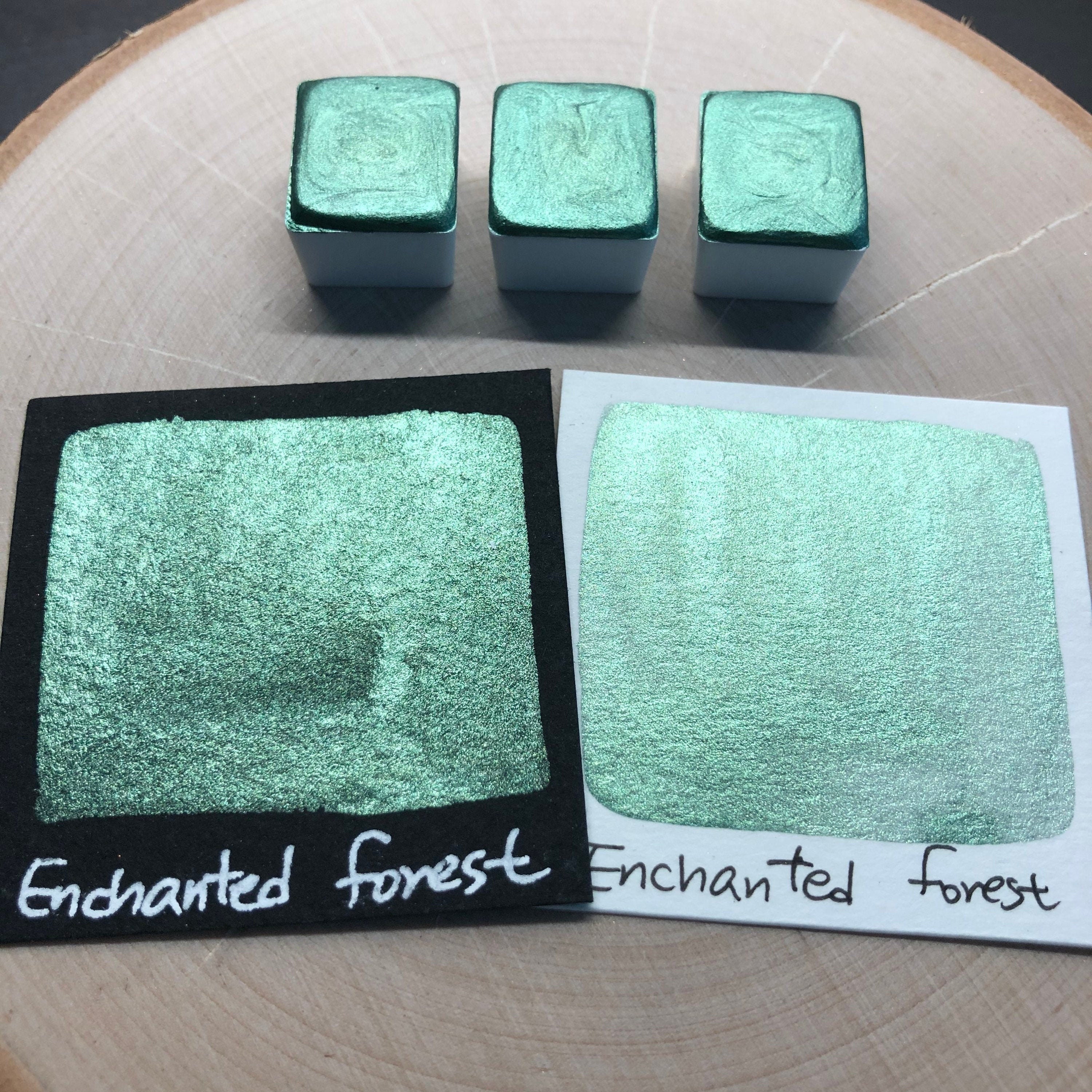 エンチャントフォレストグリーン水彩絵の具ハーフパン - Etsy 日本