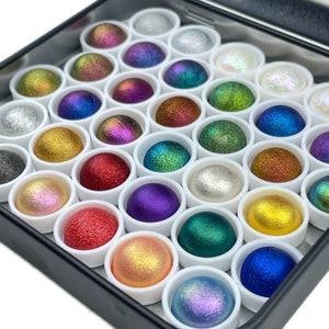 Magical Drop Tiny Sampler set Handmade Shimmer Hologram Color shift Chrome mica Chameleon Watercolor Paint