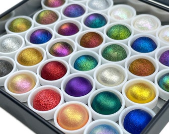 Magical Drop Tiny Sampler set Handmade Shimmer Hologram Color shift Chrome mica Chameleon Watercolor Paint